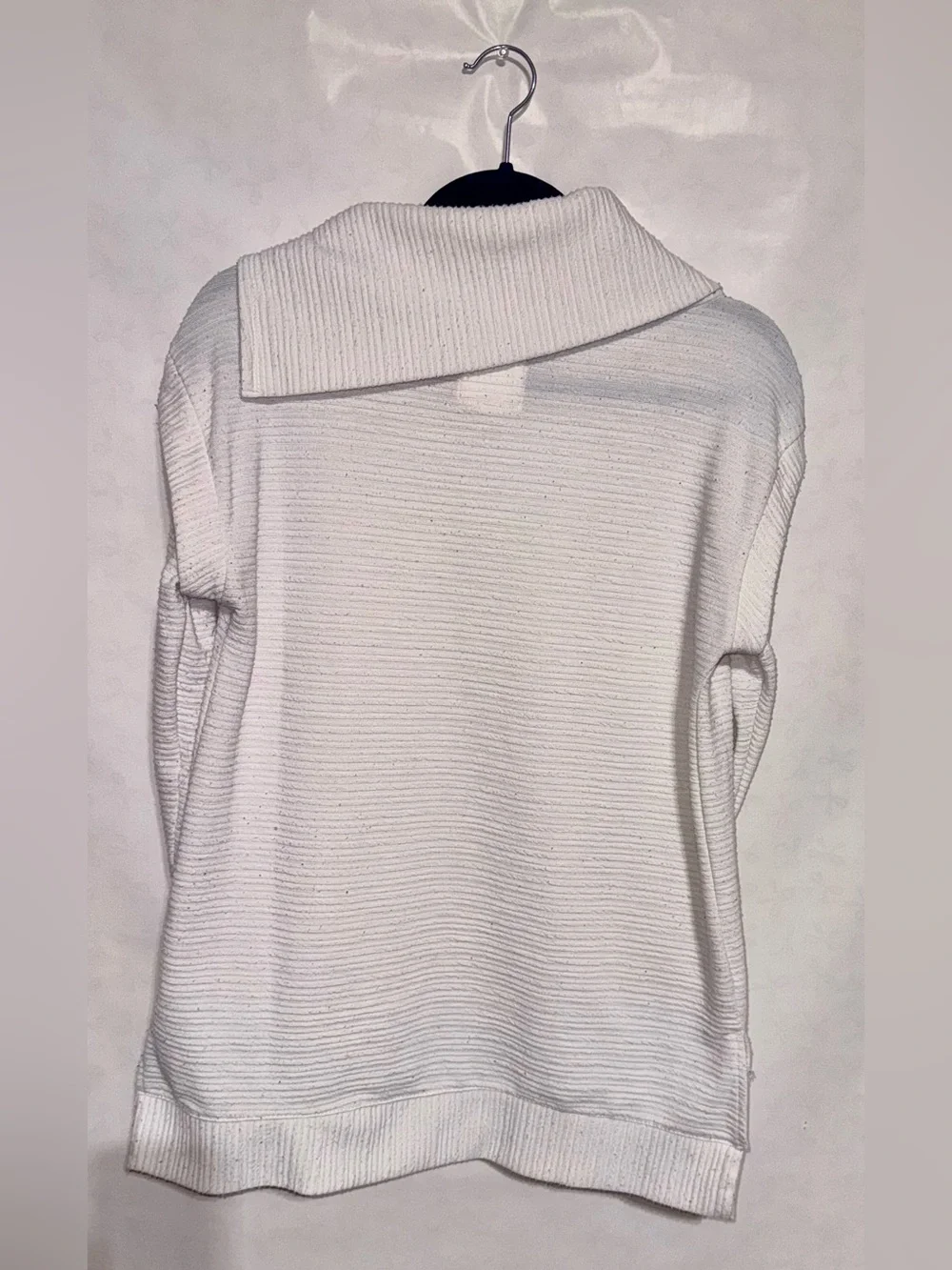 New York Laundry White Cowl Neck Sweater with Shoulder Buttons